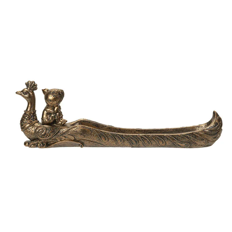 10.9" Ganesha on Peacock Stick Incense Burner