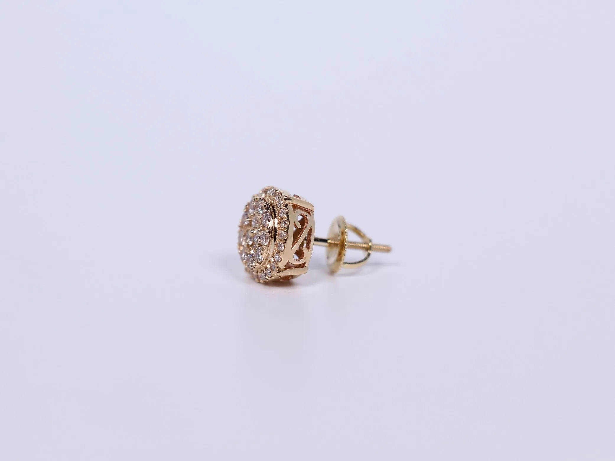 10K Yellow Gold Round Earrings .850Ctw