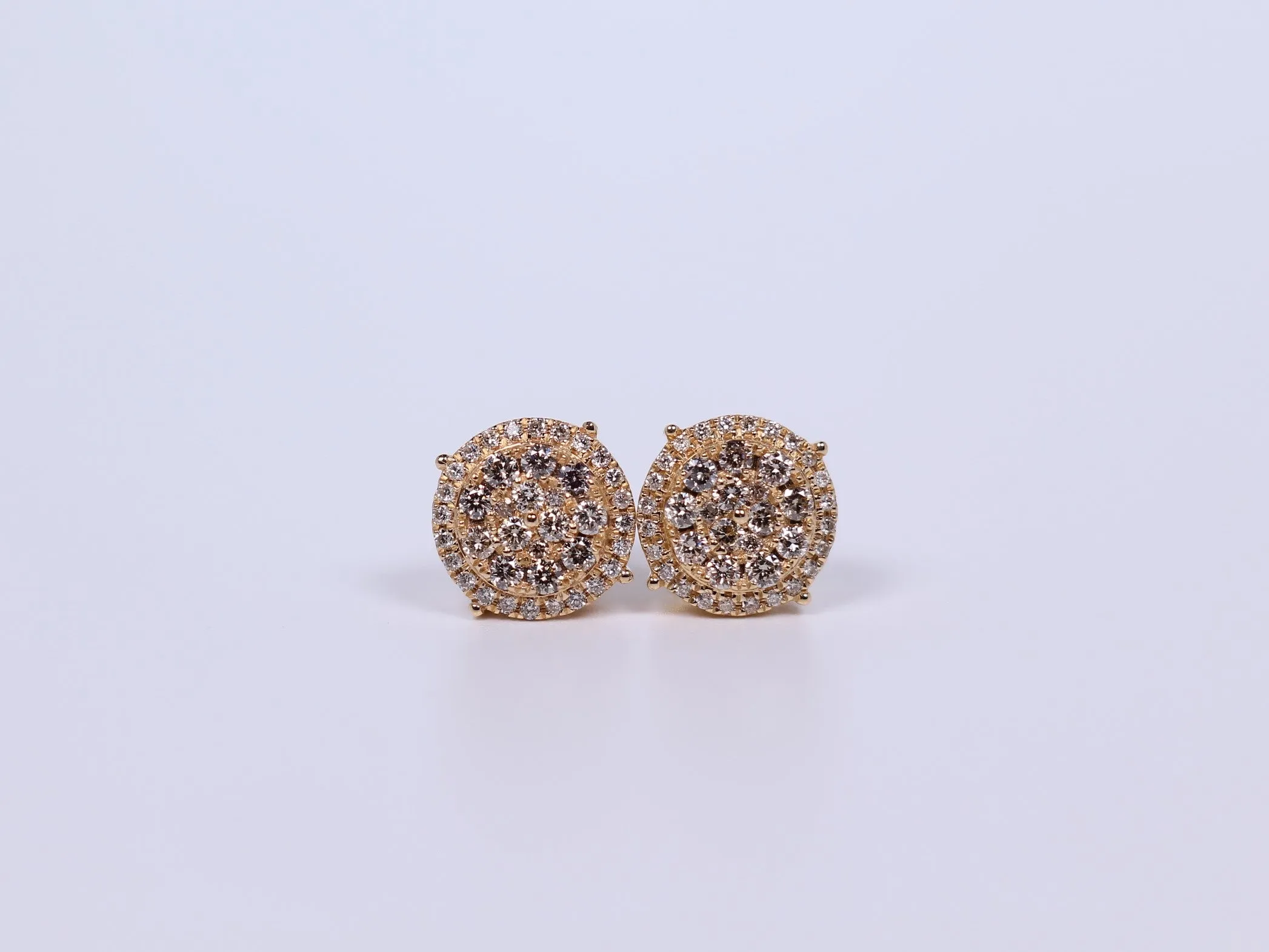 10K Yellow Gold Round Earrings .850Ctw