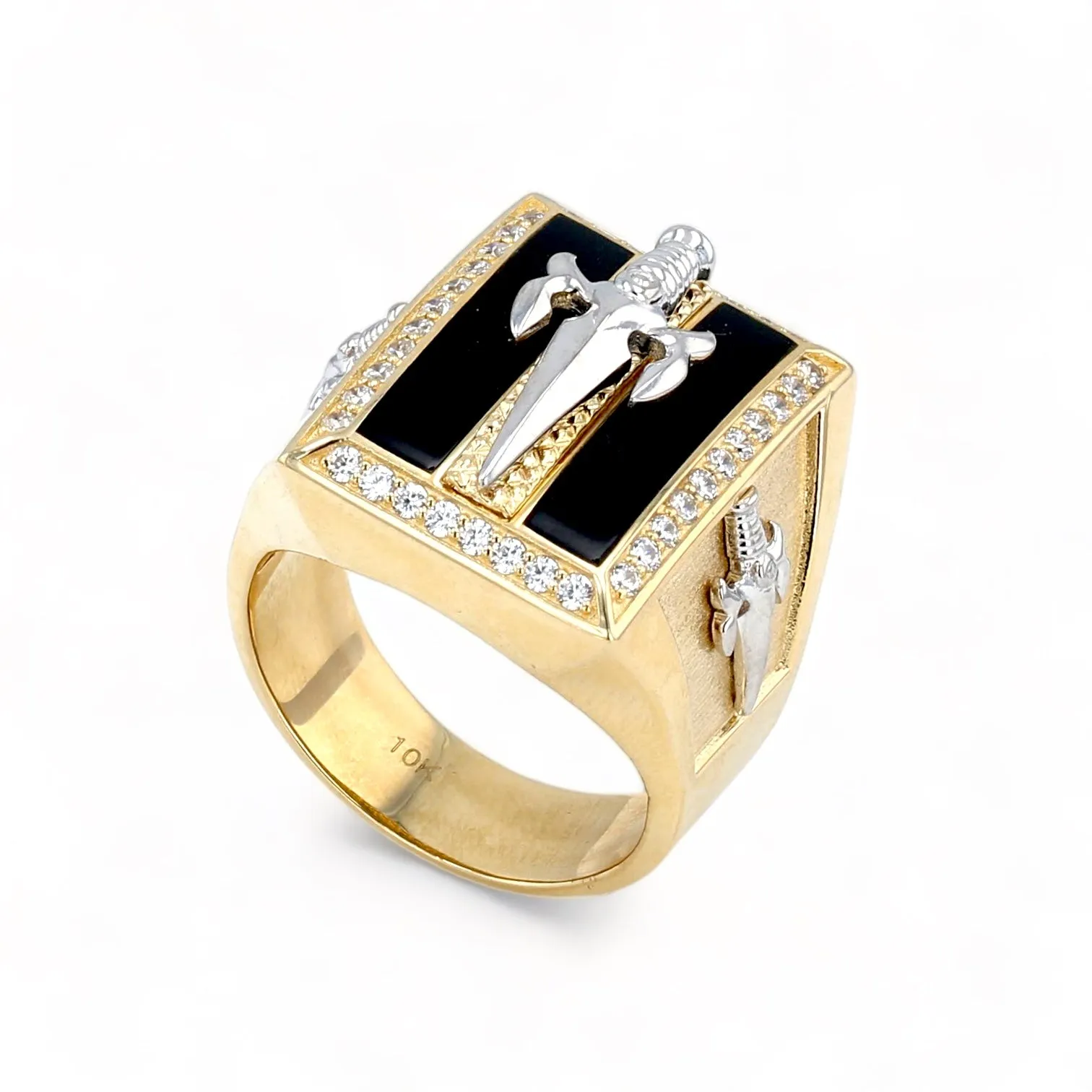 10K yellow gold Sword enamel ring-48000