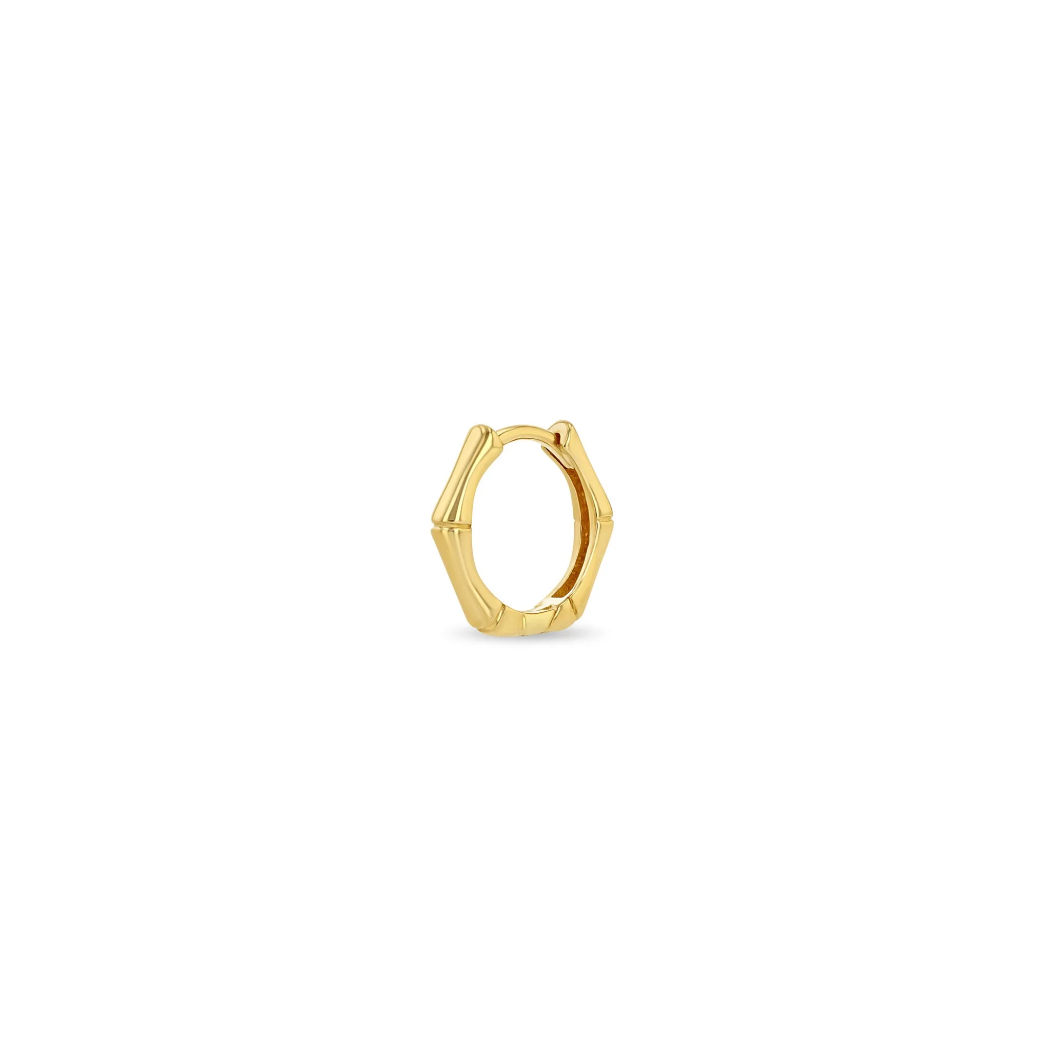 14k Gold Bamboo Hinge Huggie Hoops