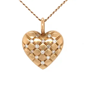 14k Gold Diamond Heart Pendant