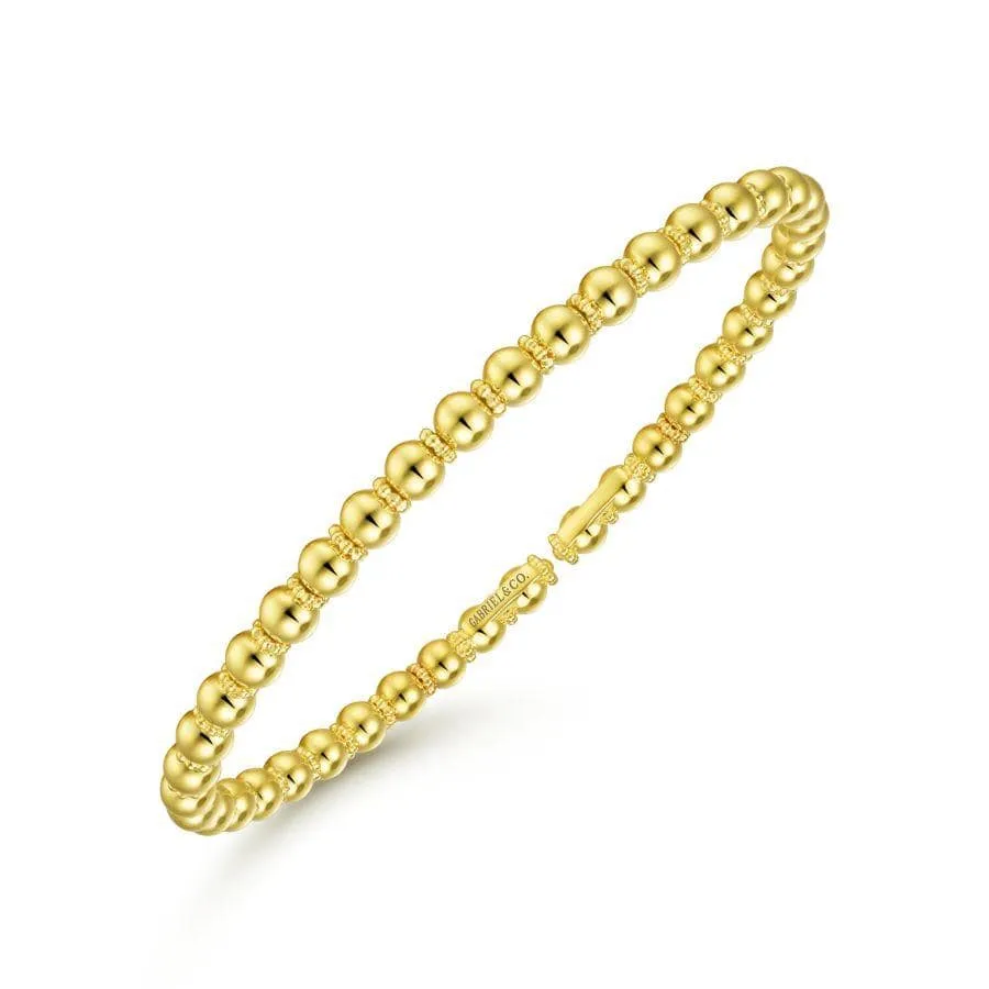 14K Yellow Gold Beaded Bangle