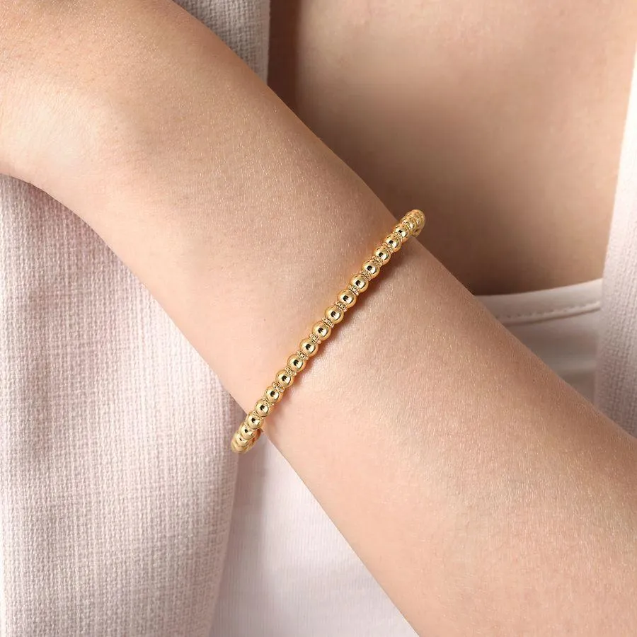 14K Yellow Gold Beaded Bangle