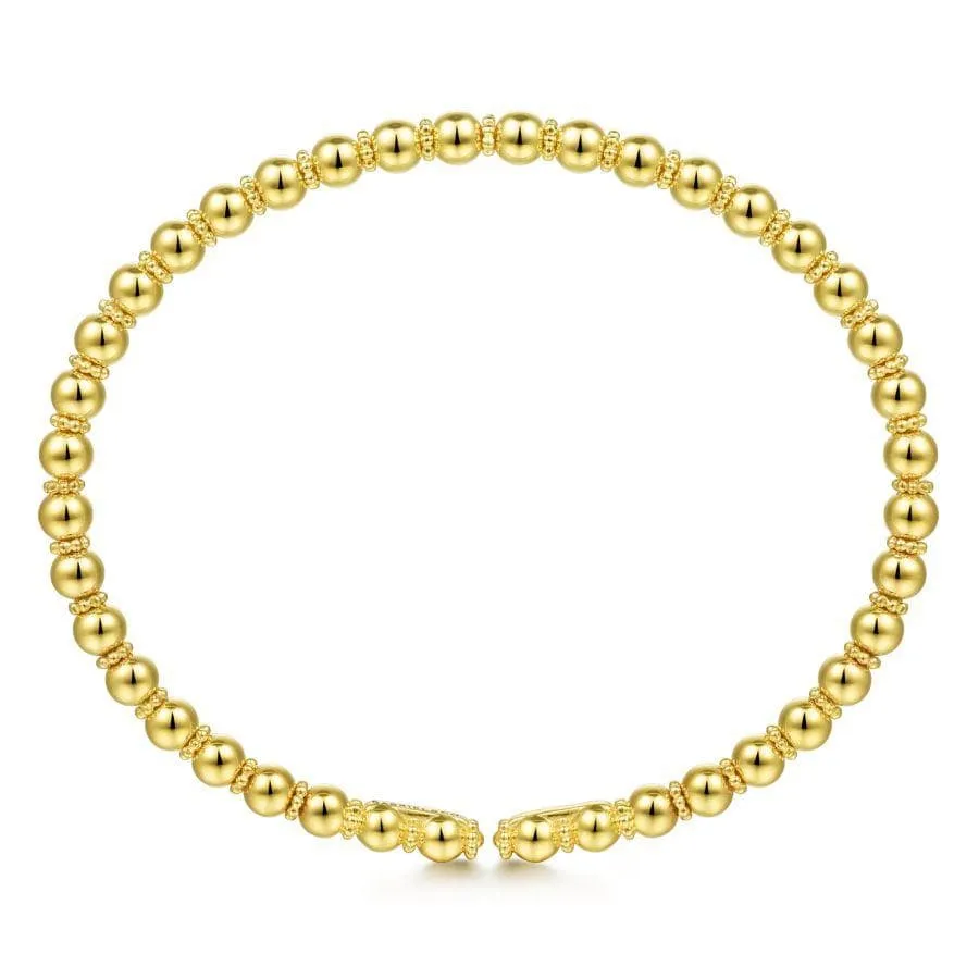 14K Yellow Gold Beaded Bangle