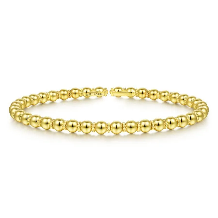 14K Yellow Gold Beaded Bangle