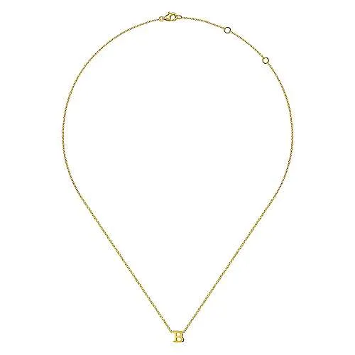 14K Yellow Gold "B" Initial Necklace