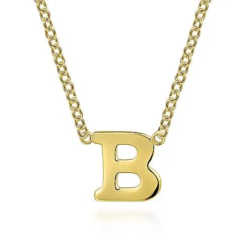 14K Yellow Gold "B" Initial Necklace