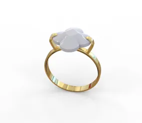 14K Yellow gold white faceted clover ring-639941