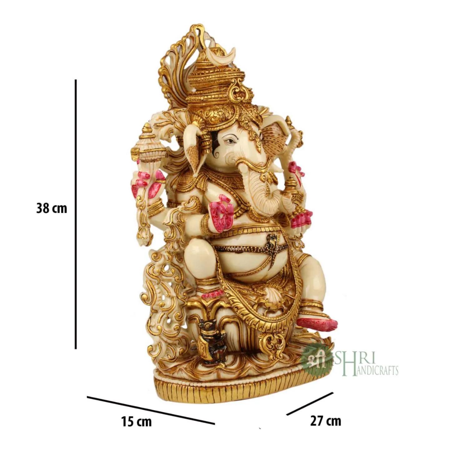 15" GANESHA SITTING GOLD PAINTING