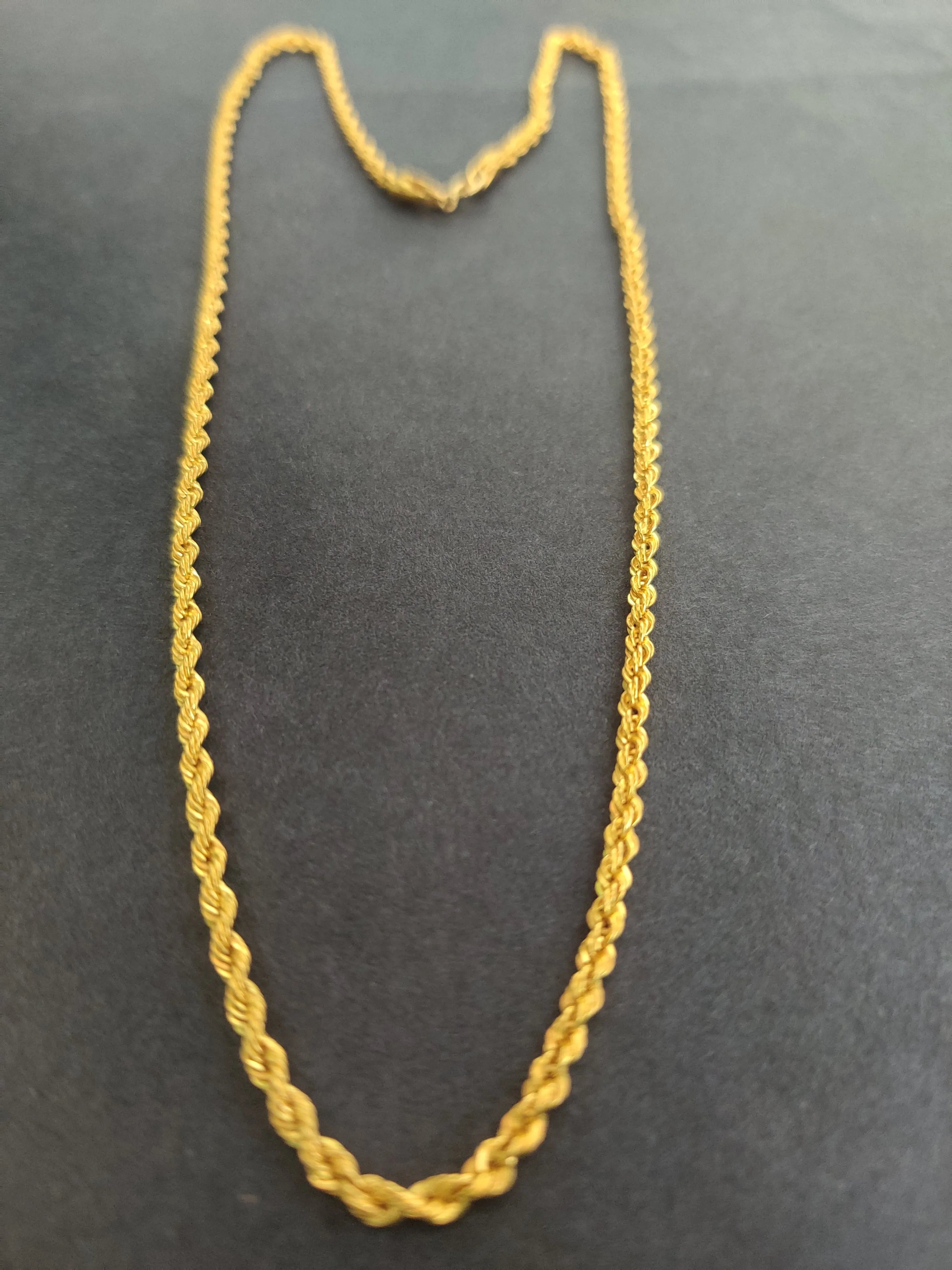 18k solid yellow gold Rope chain , 2 mm Rope chain, 18 inches real yellow gold rope Necklace