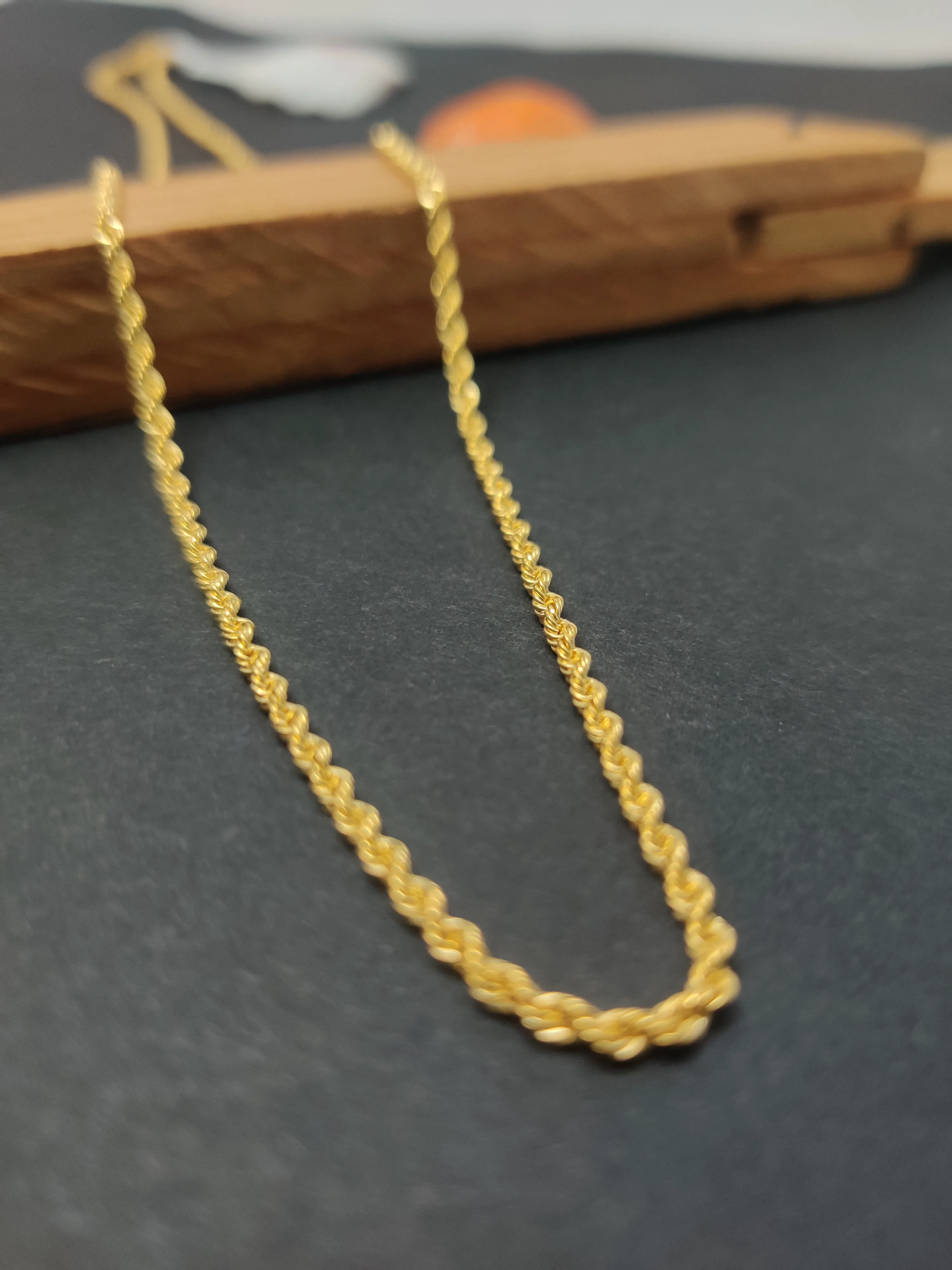 18k solid yellow gold Rope chain , 2 mm Rope chain, 18 inches real yellow gold rope Necklace