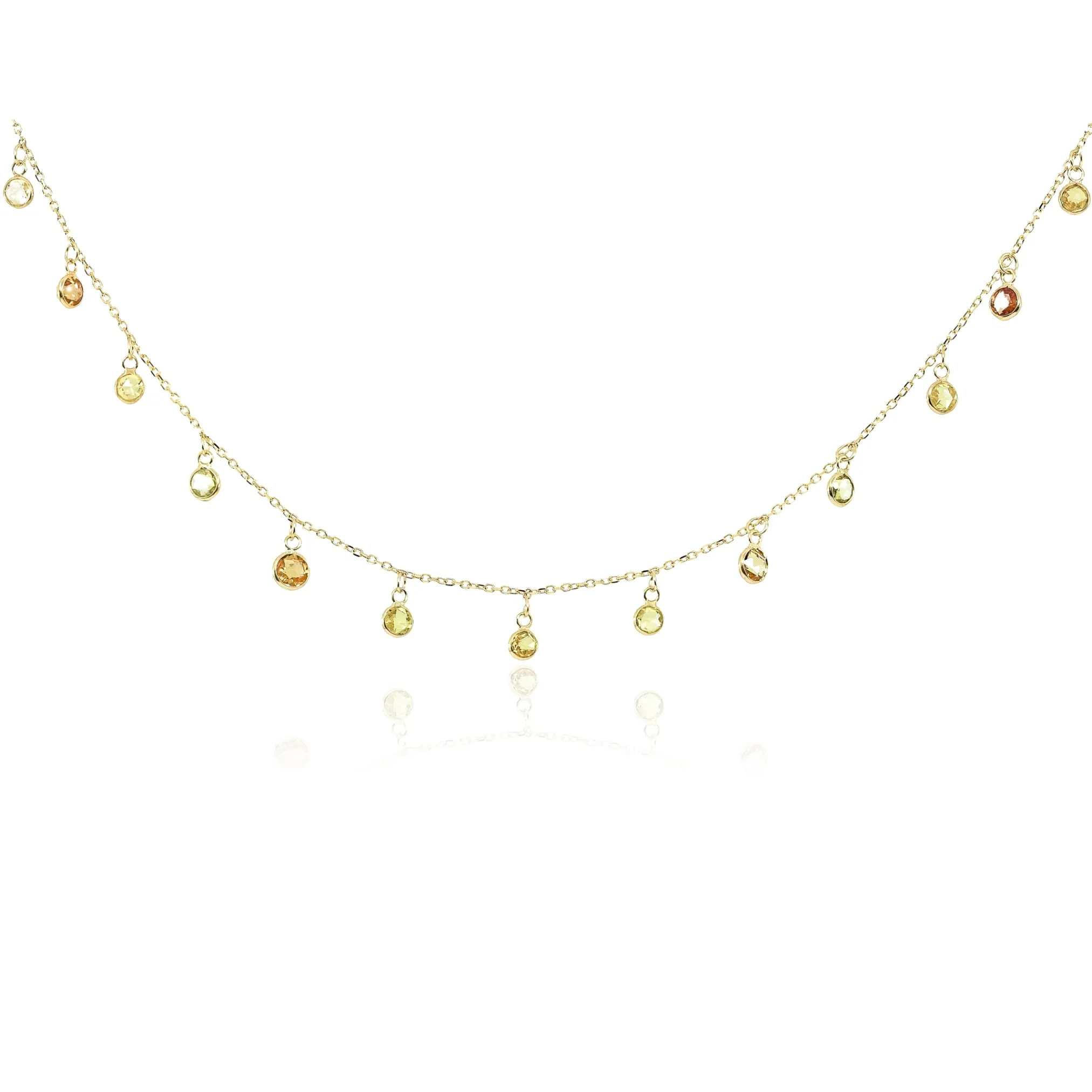 18K YELLOW GOLD GOLDEN SAPPHIRE BEZEL SET NECKLACE