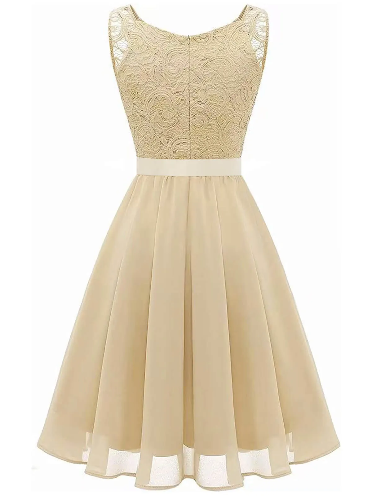 1940s Solid Lace Chiffon Patchwork Dress