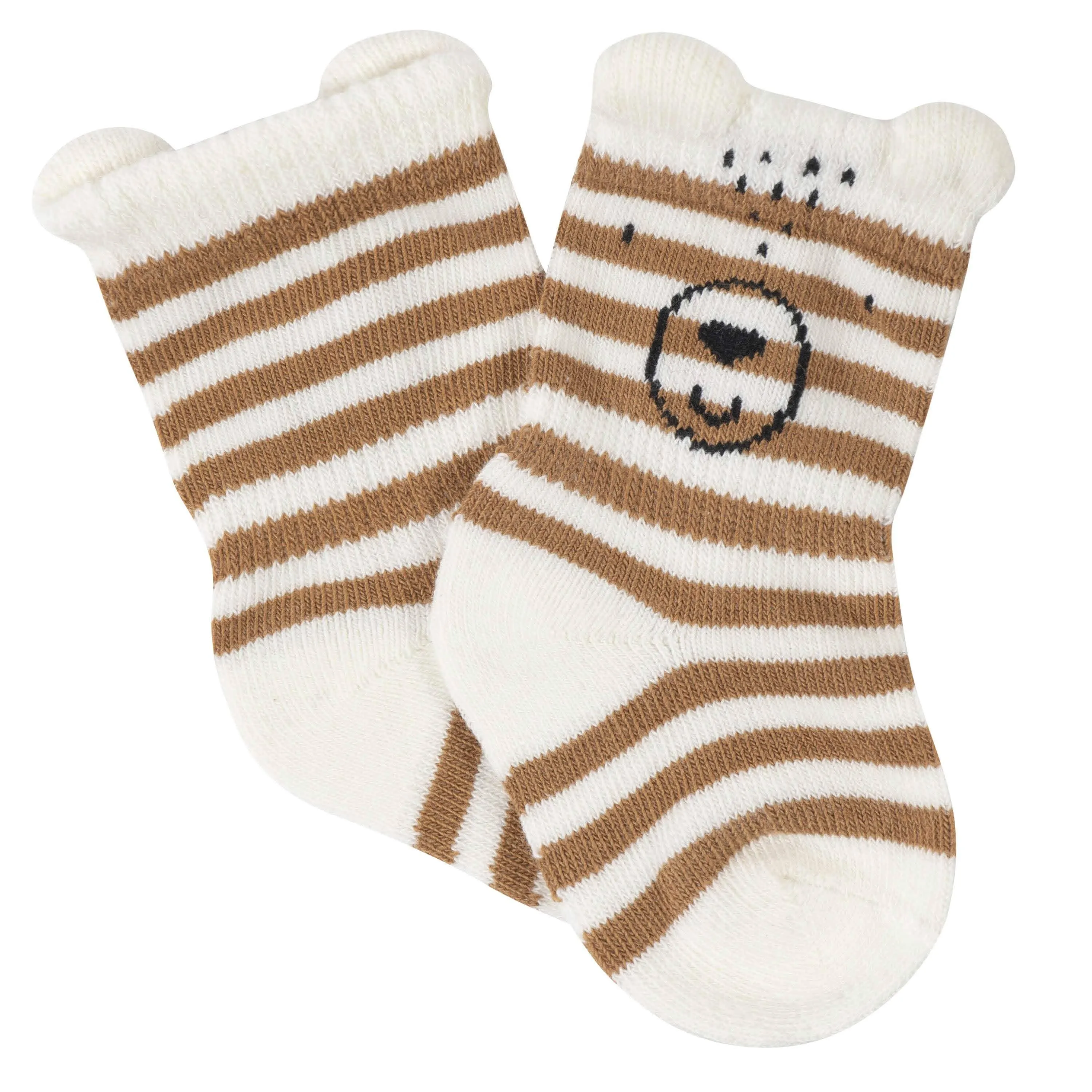 6-Pack Baby Boys Bear Wiggle Proof Jersey Crew Socks