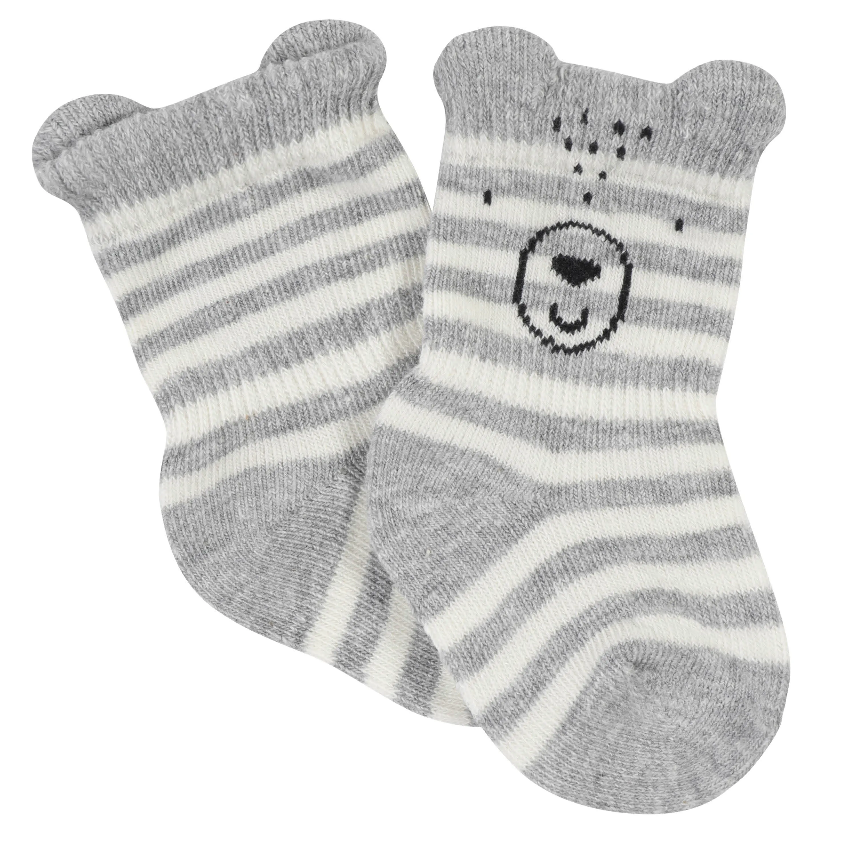 6-Pack Baby Boys Bear Wiggle Proof Jersey Crew Socks