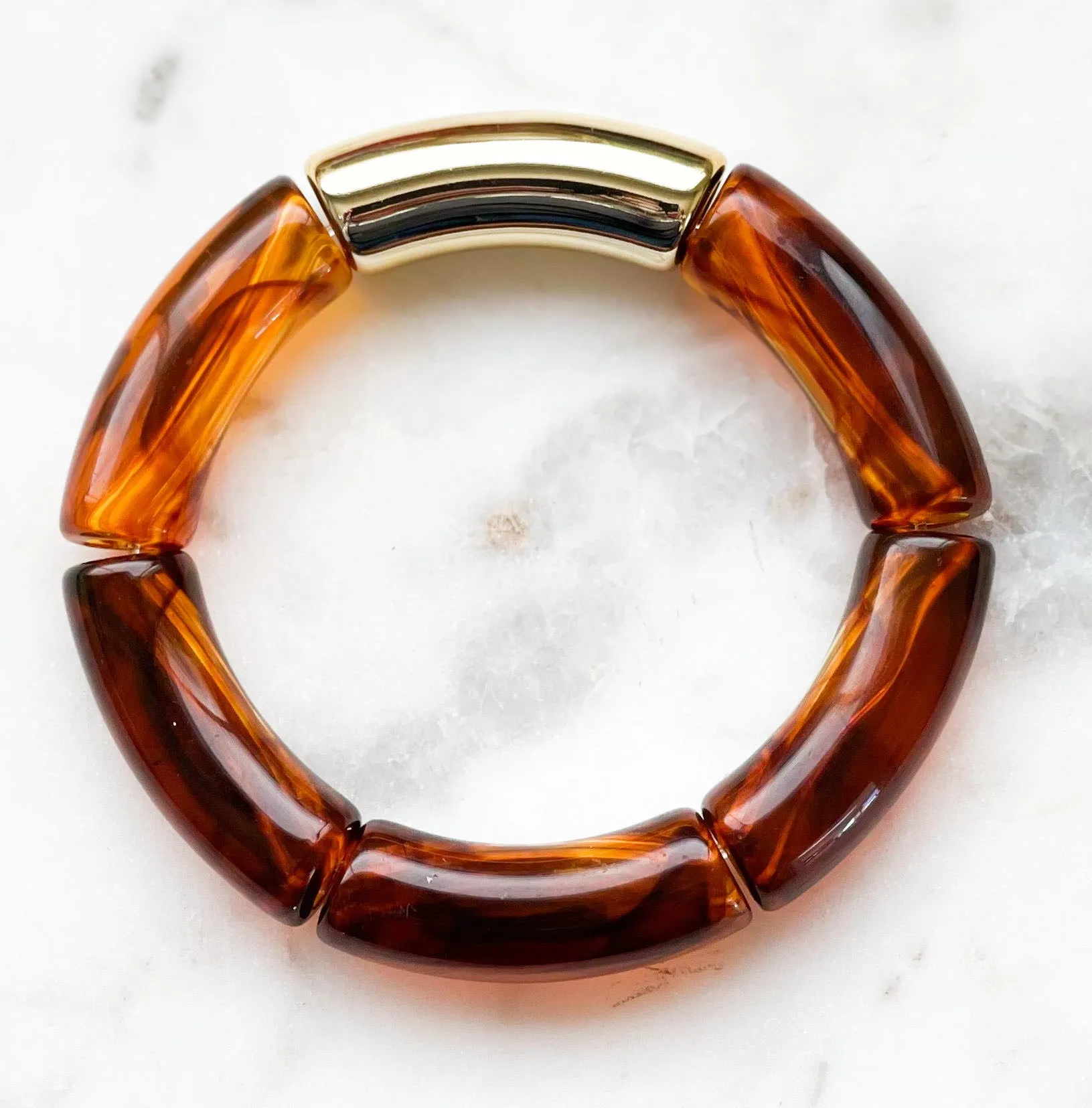 Acrylic Bamboo Bangle Bracelet Tortoise