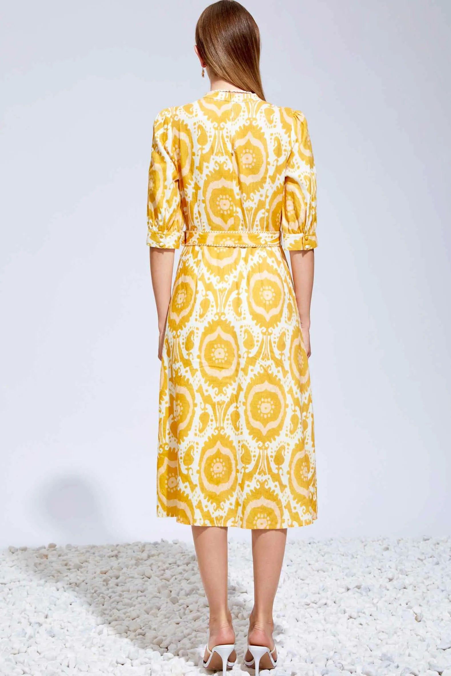 Ada Midi Linen Dress - Mustard/Yellow - GDS