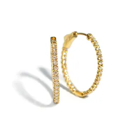 AFJ Diamond Collection - Oval Hoop Earrings with Diamonds, Yellow Gold