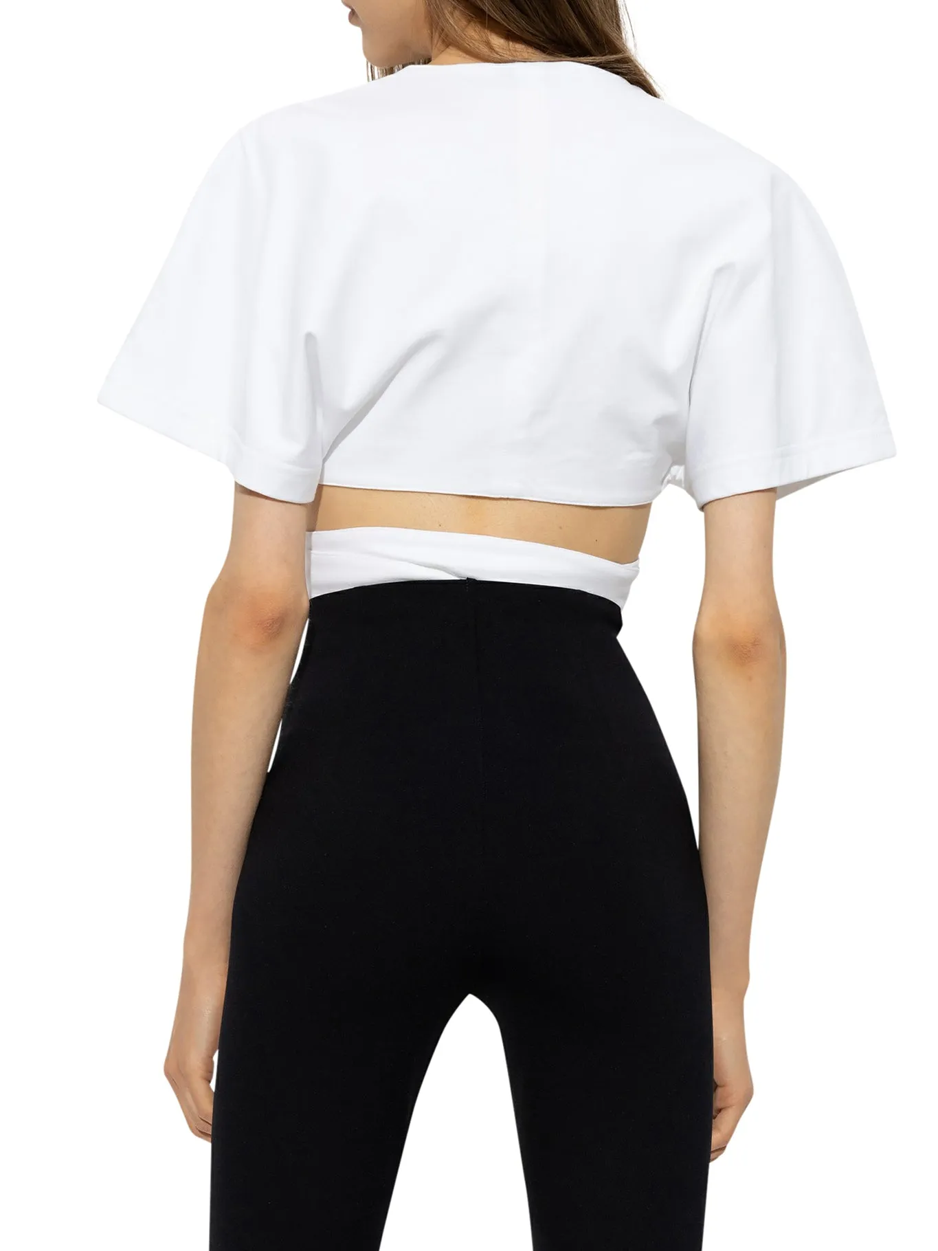 ALAÏA WHITE TIED CROP TOP