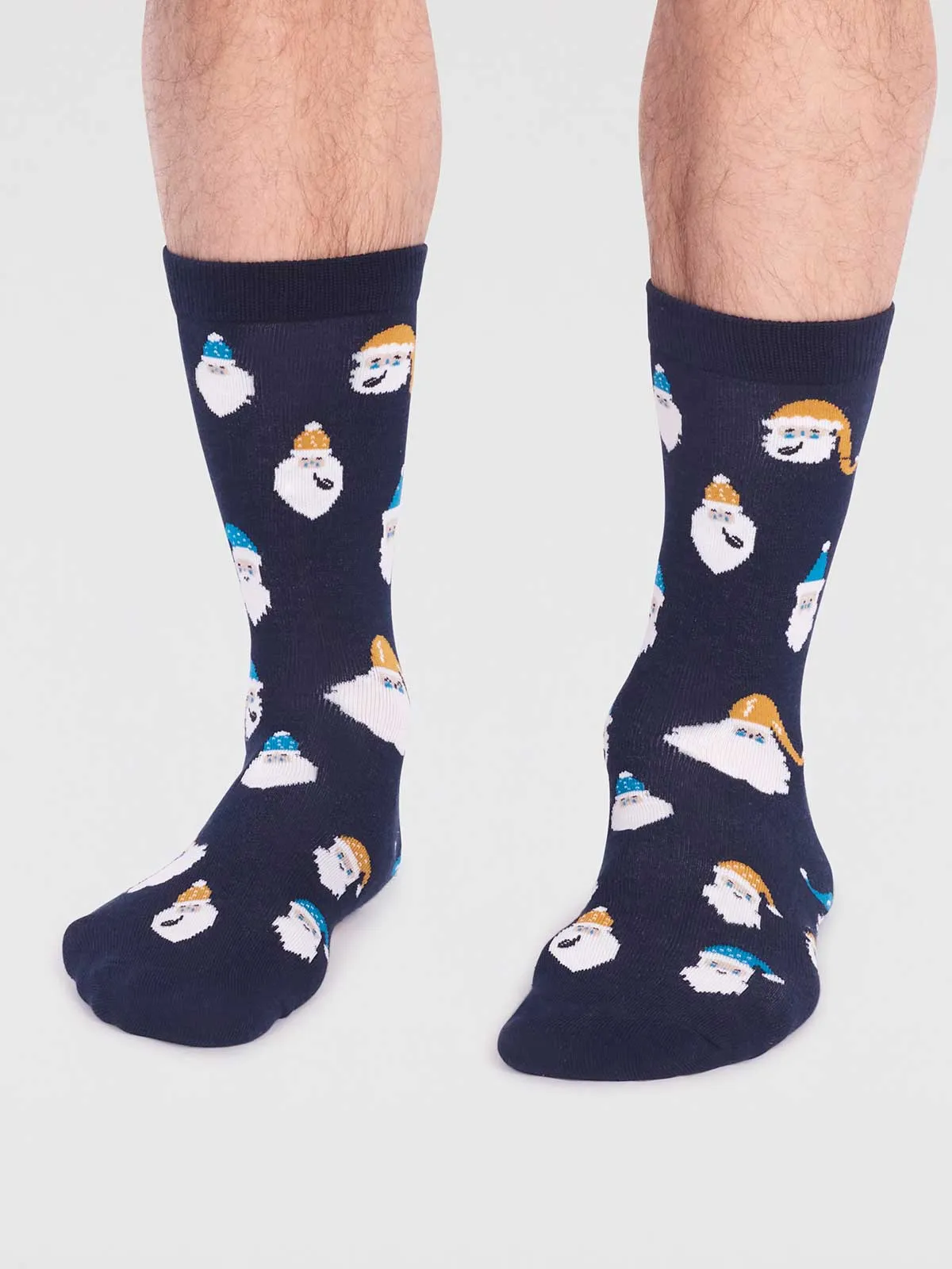 Alfredo Bamboo Christmas Snowman Socks - Navy