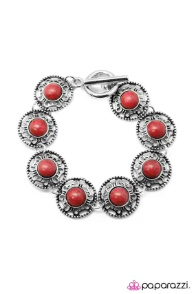 Always In Fashion Red Stone and Silver Bracelet - Paparazzi Accessories