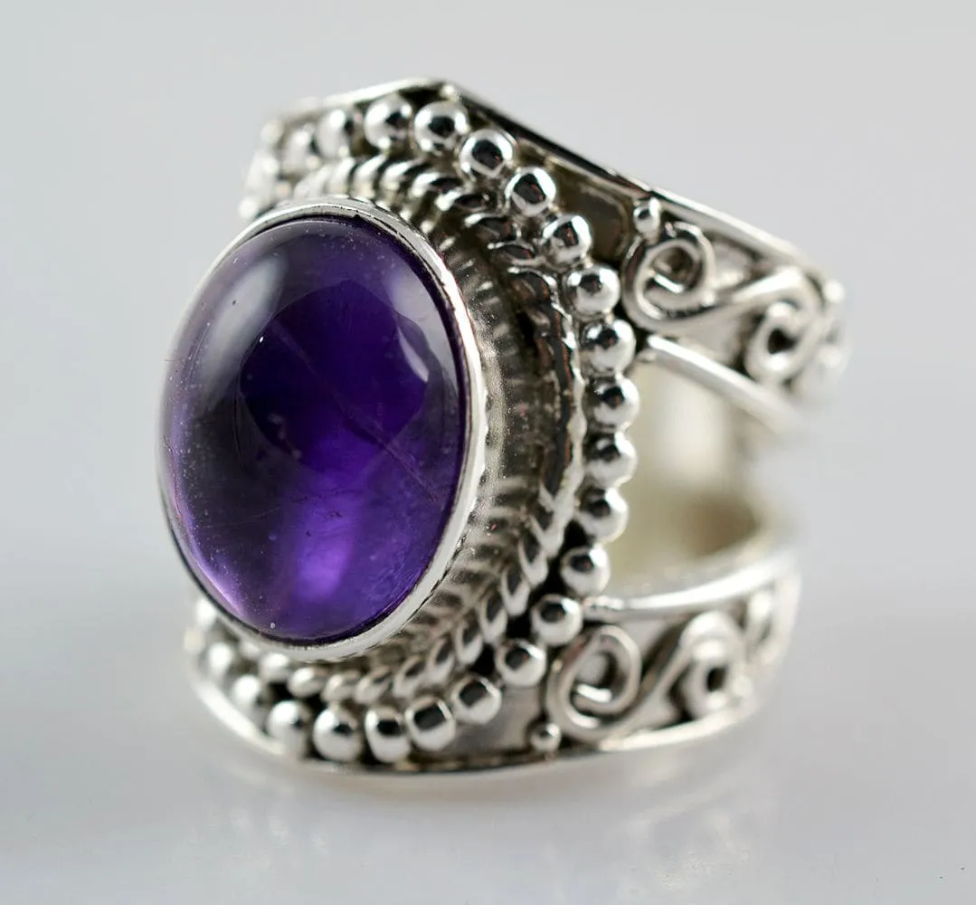 Amethyst 925 Solid Sterling Silver Handmade Ring for Women