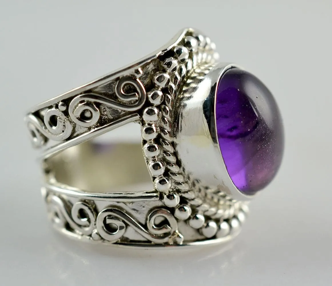 Amethyst 925 Solid Sterling Silver Handmade Ring for Women