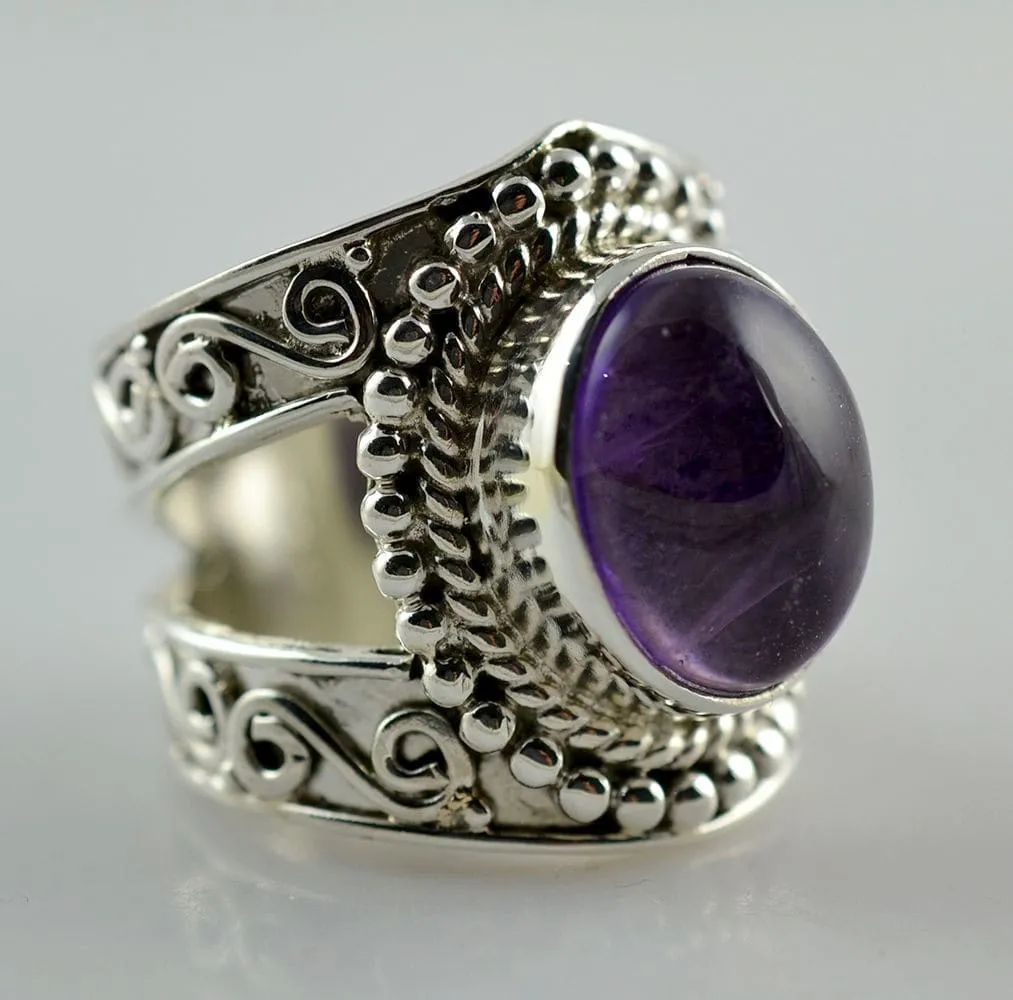 Amethyst 925 Solid Sterling Silver Handmade Ring for Women