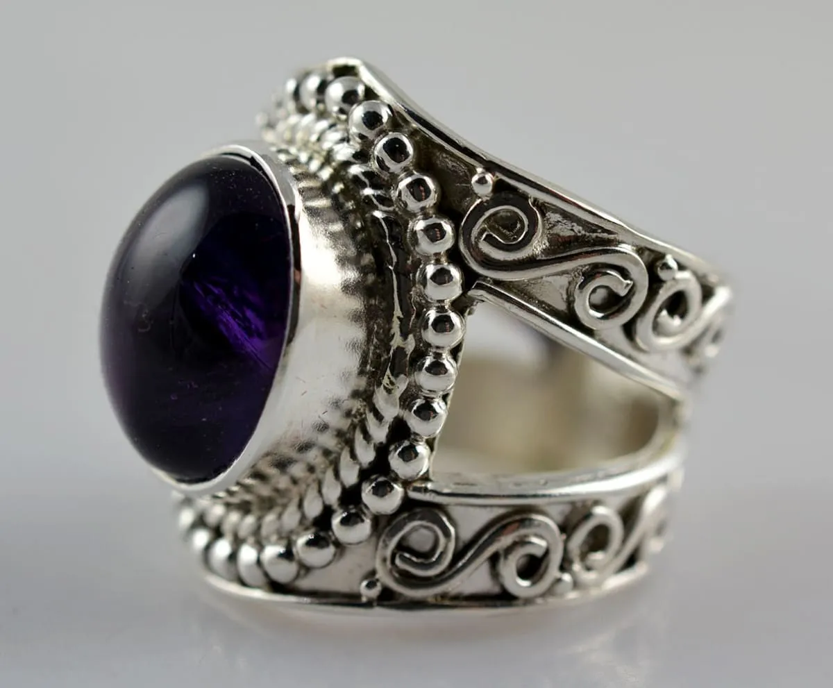 Amethyst 925 Solid Sterling Silver Handmade Ring for Women