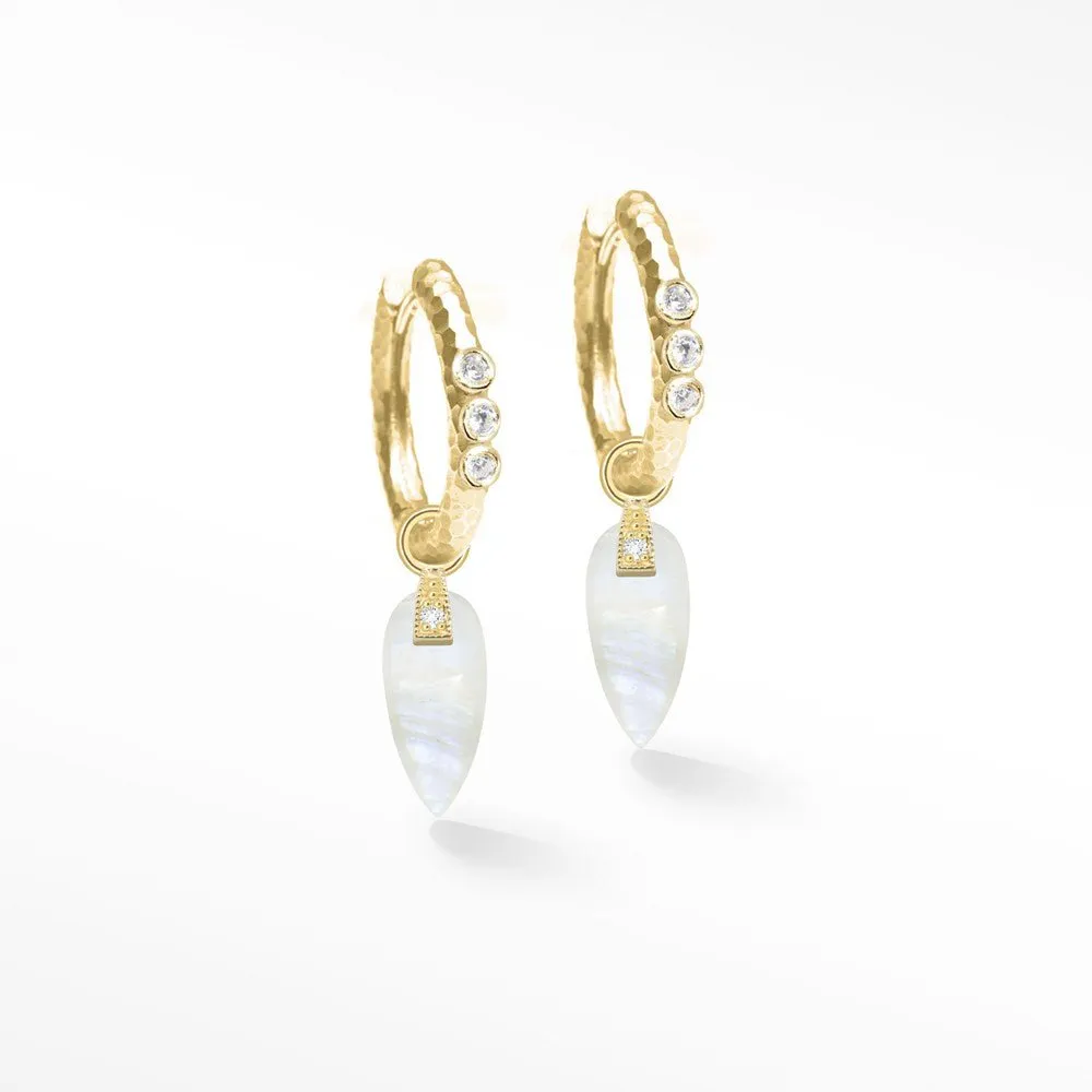 Angel Wings Moonstone 18k Yellow Gold Convertible Earrings