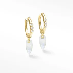 Angel Wings Moonstone 18k Yellow Gold Convertible Earrings