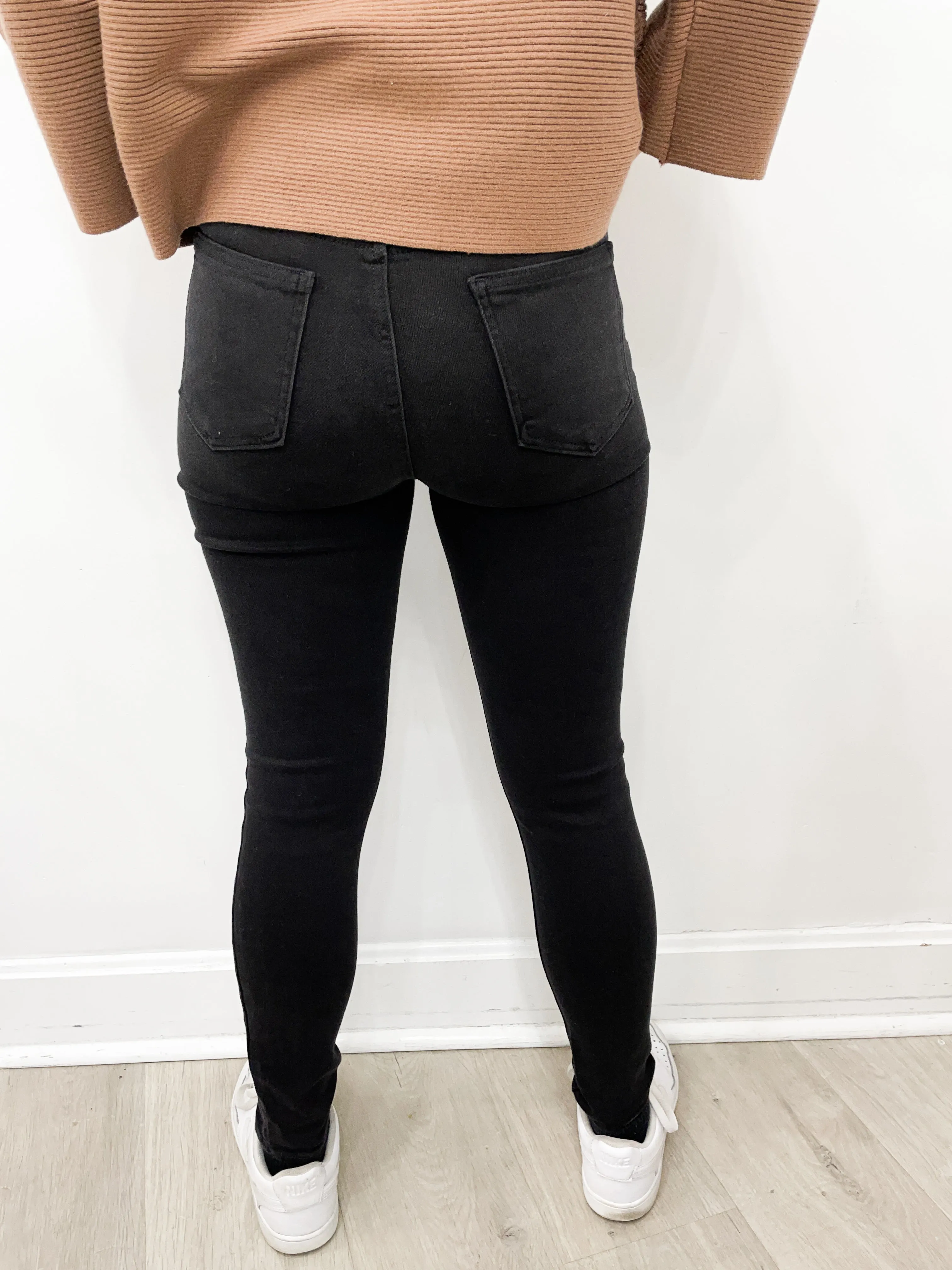 Ansley Button-Fly Skinny Denim in Black - FINAL SALE