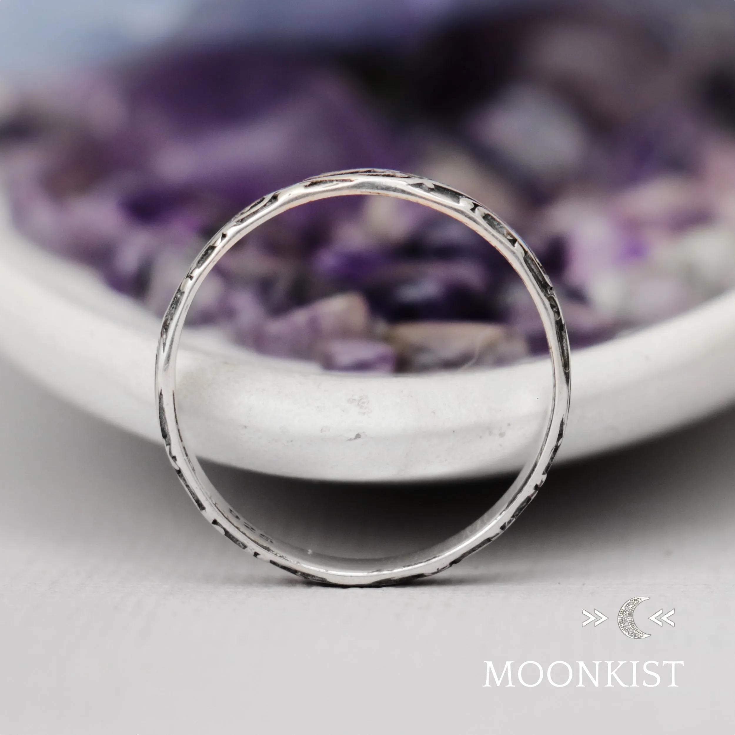 Antique Style Nature Wedding Band Ring for Women | Moonkist Designs