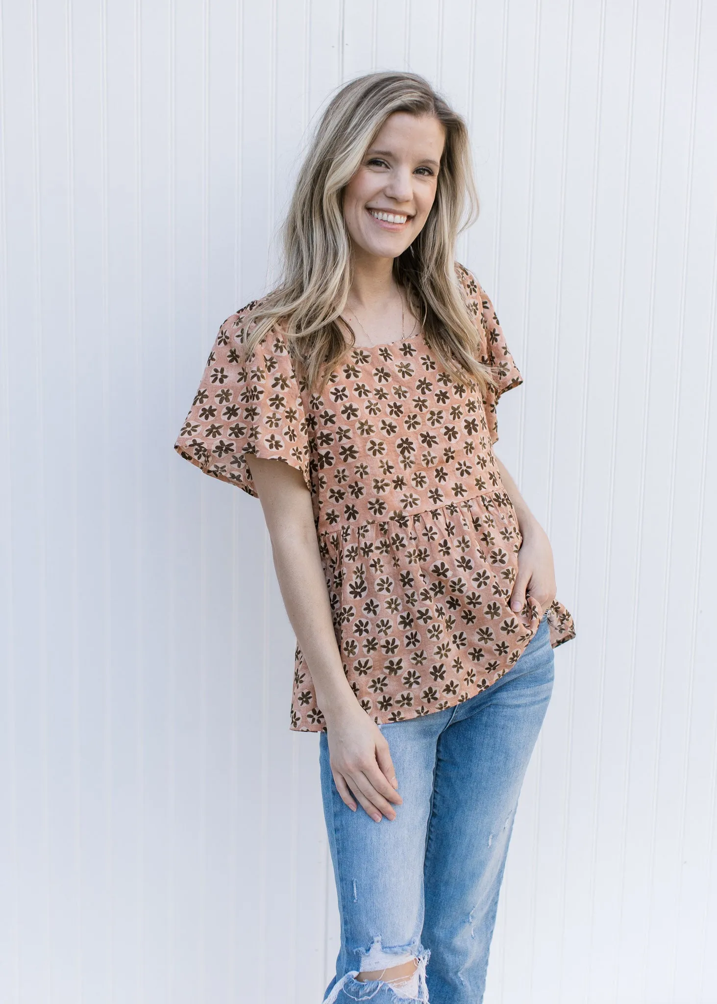 Apricot Watercolor Top