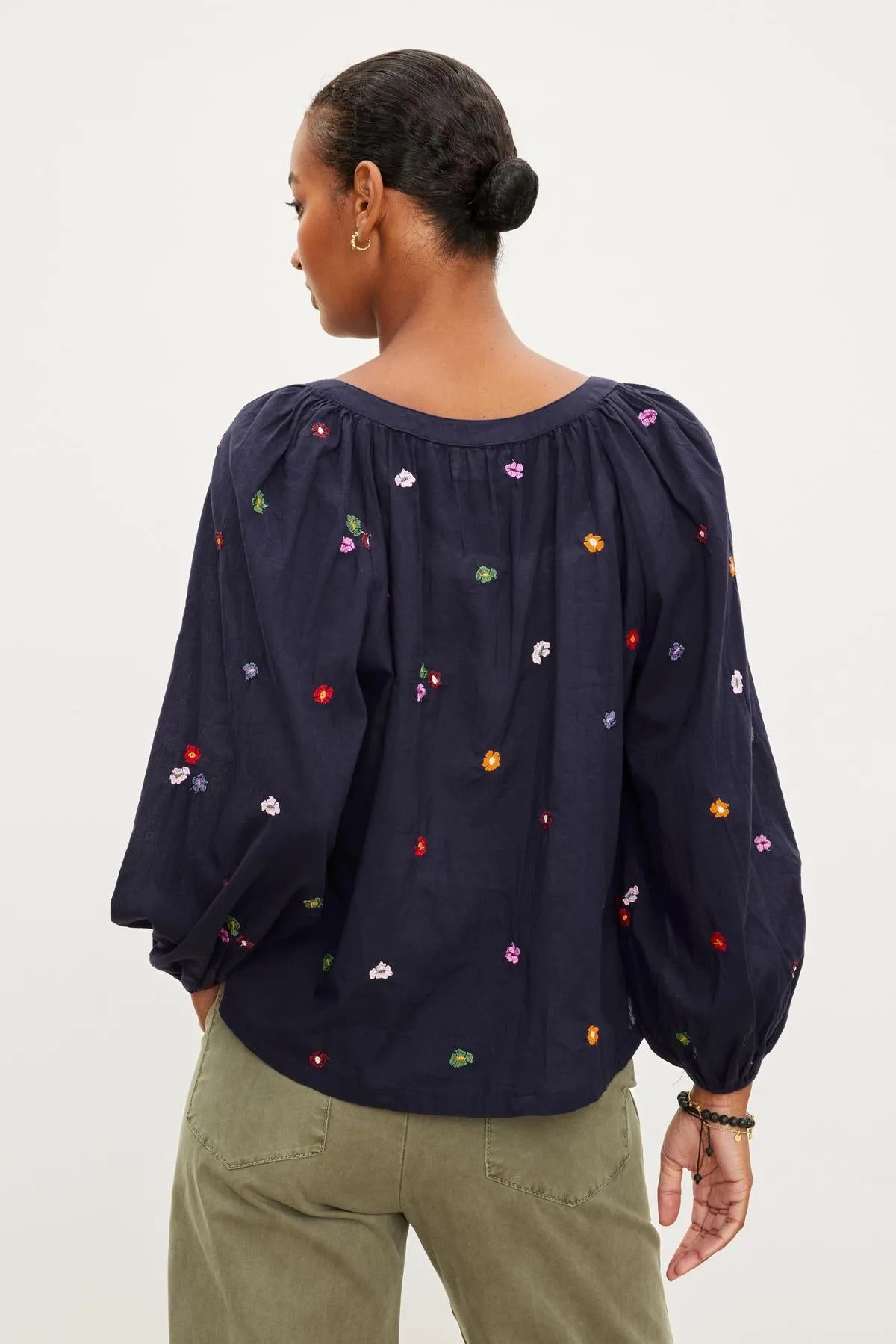 ARETHA EMBROIDERED TOP - VELVET