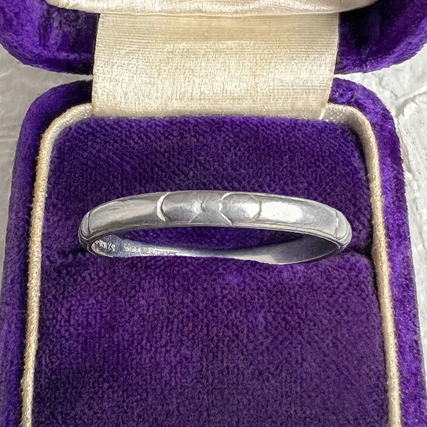 Art Deco Patterned Platinum Wedding Band, Size 12 1/2