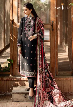 Asim Jofa "Asra" Unstitched Printed Shawls Black (AJW-07)