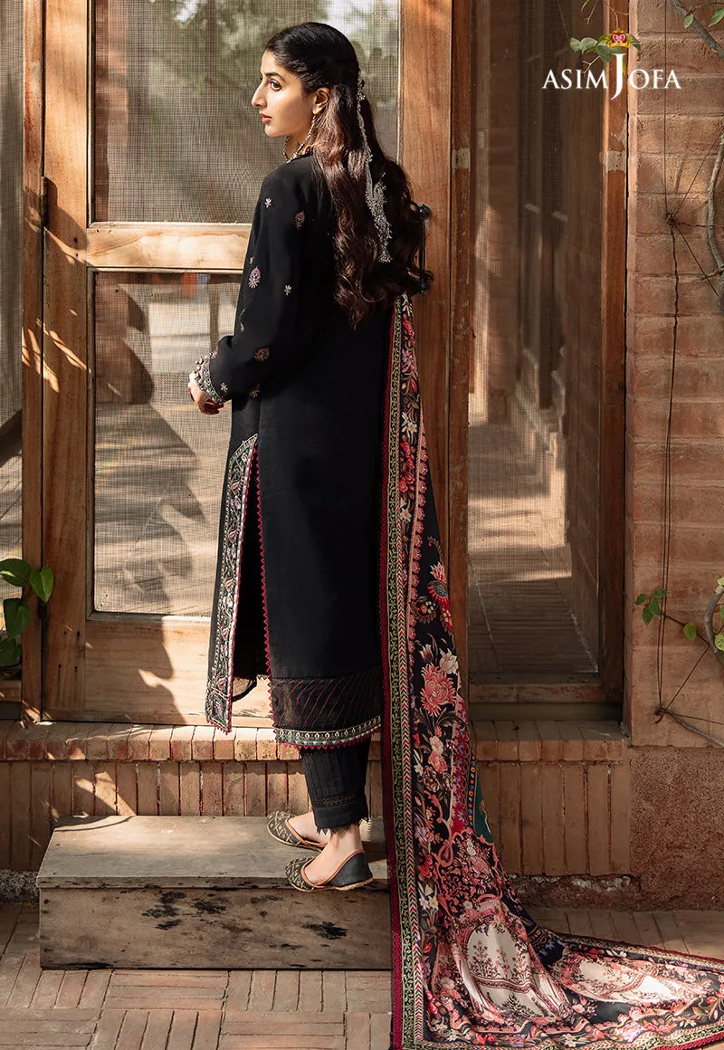 Asim Jofa "Asra" Unstitched Printed Shawls Black (AJW-07)