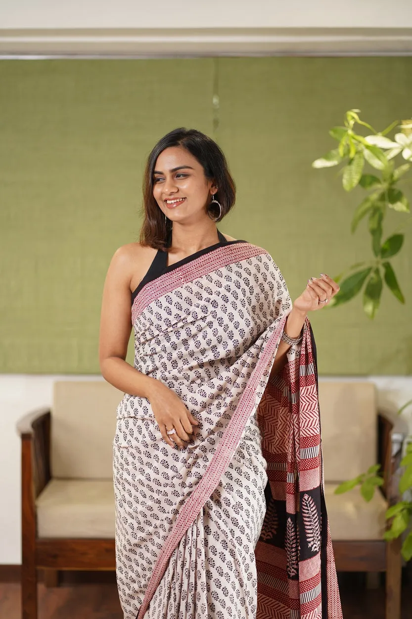 Bagh Hand Block Printed Cotton Saree