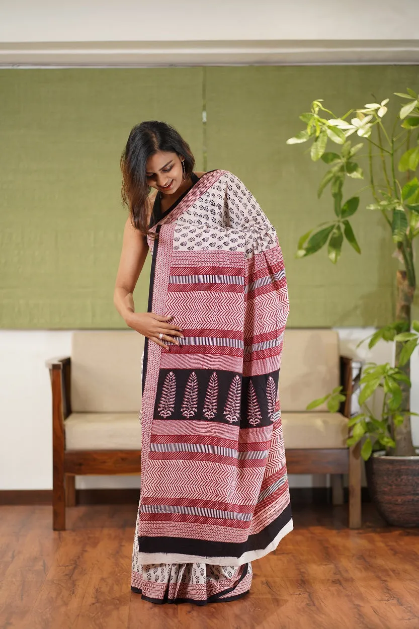 Bagh Hand Block Printed Cotton Saree