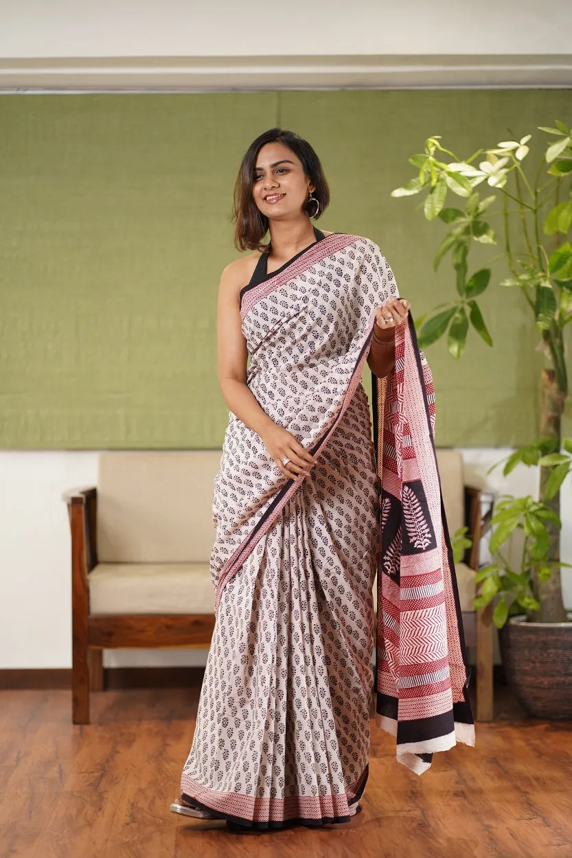 Bagh Hand Block Printed Cotton Saree