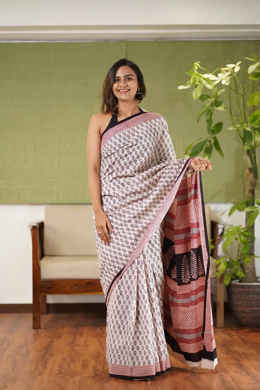 Bagh Hand Block Printed Cotton Saree