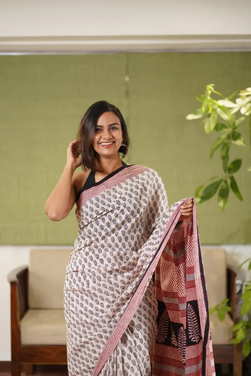 Bagh Hand Block Printed Cotton Saree