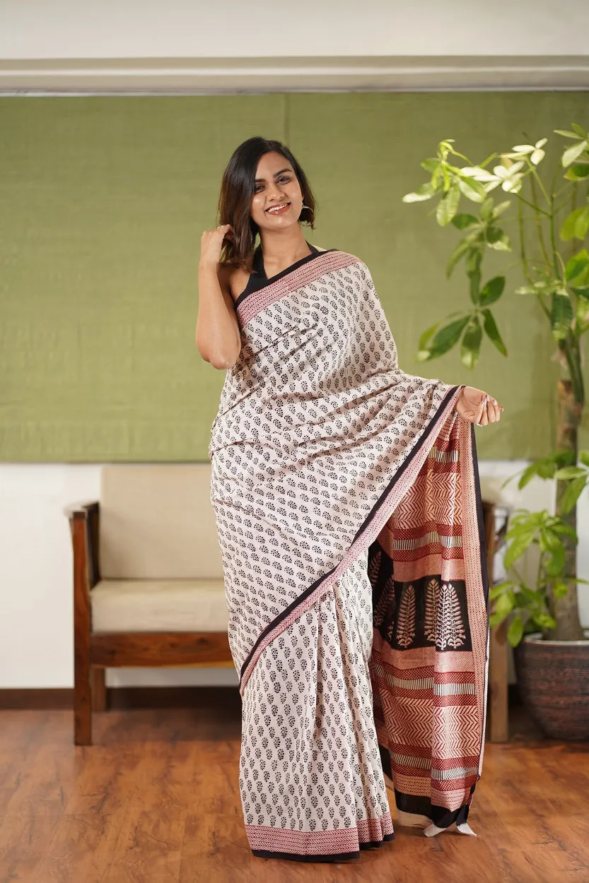 Bagh Hand Block Printed Cotton Saree