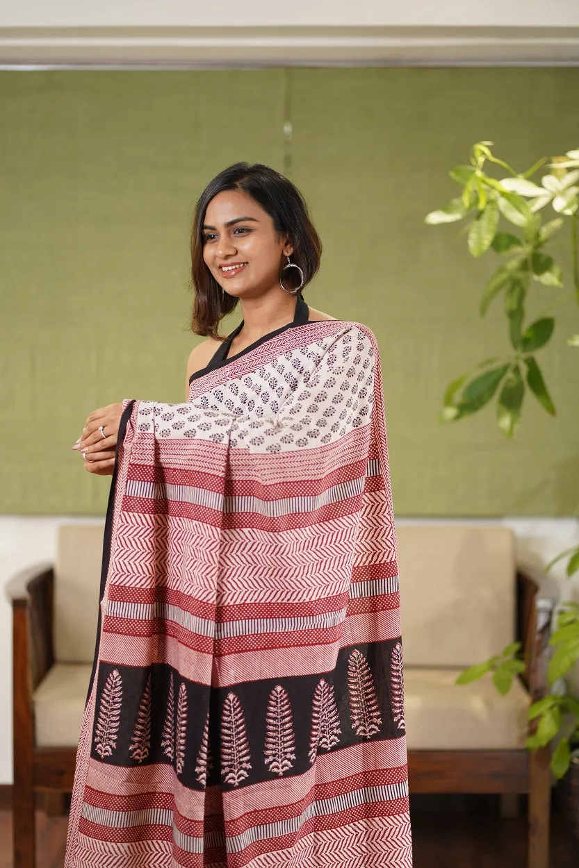 Bagh Hand Block Printed Cotton Saree