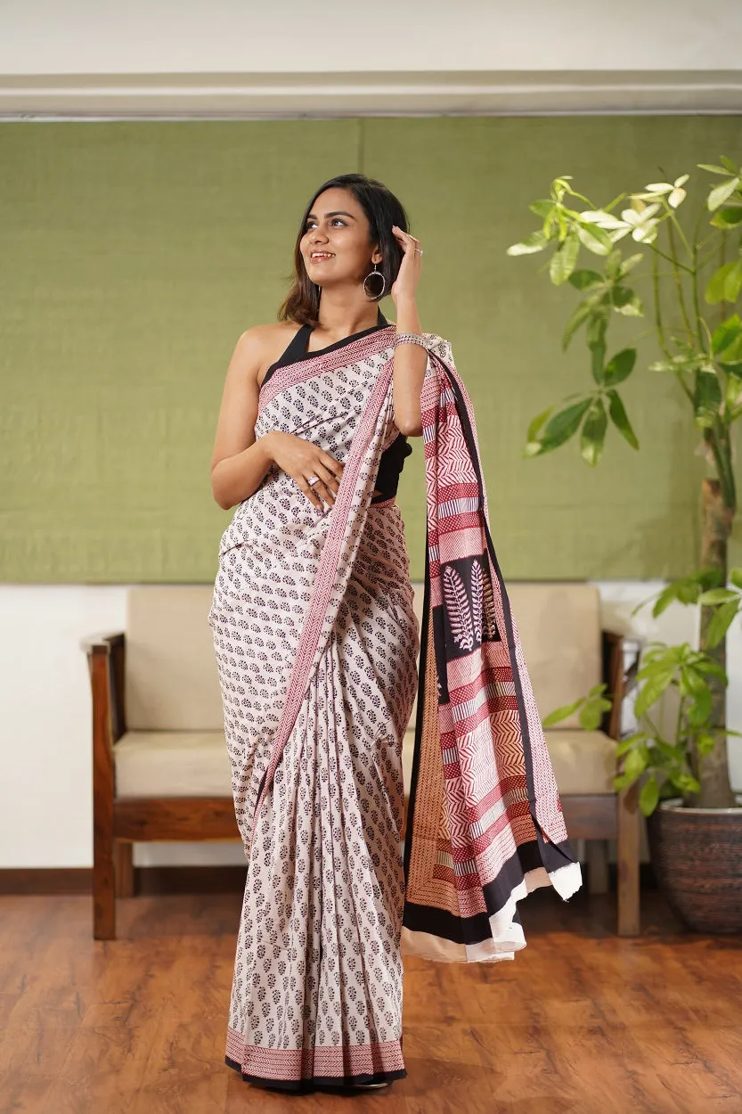 Bagh Hand Block Printed Cotton Saree