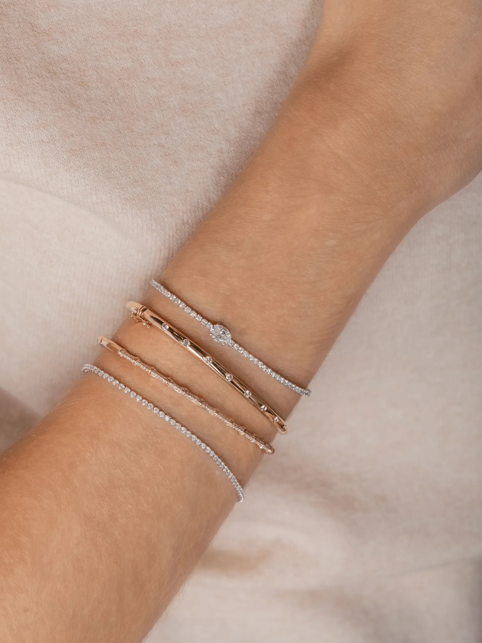 Bamboo Diamond Bangle 14K