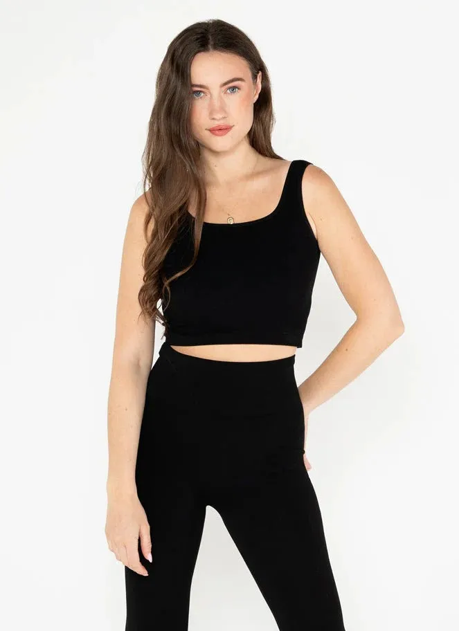 Bamboo Rib Square Neck Crop Tank