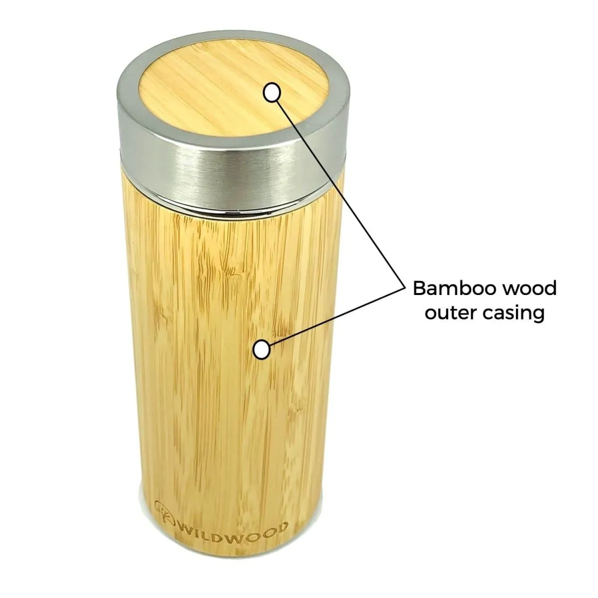 Bamboo Wood Insulated Drink Bottle with Tea Filter